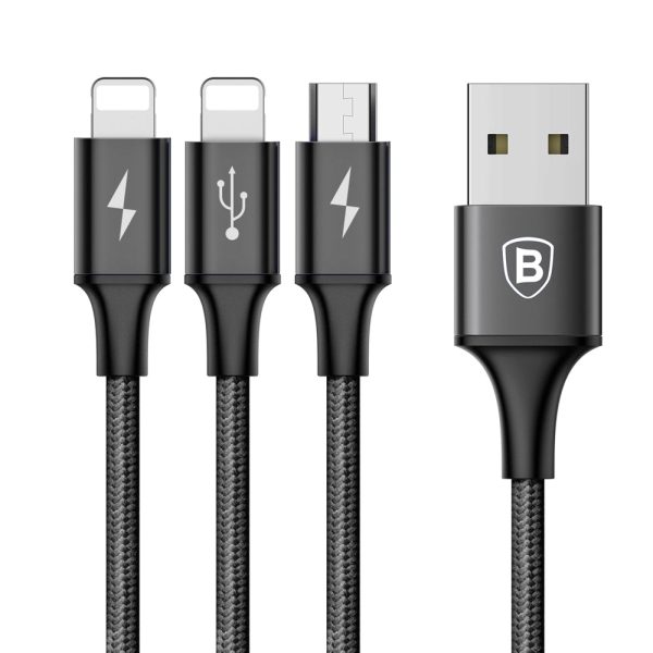 Baseus Rapid Series Micro USB + Dual 8 Pin Data Cable 1.2M - Image 5