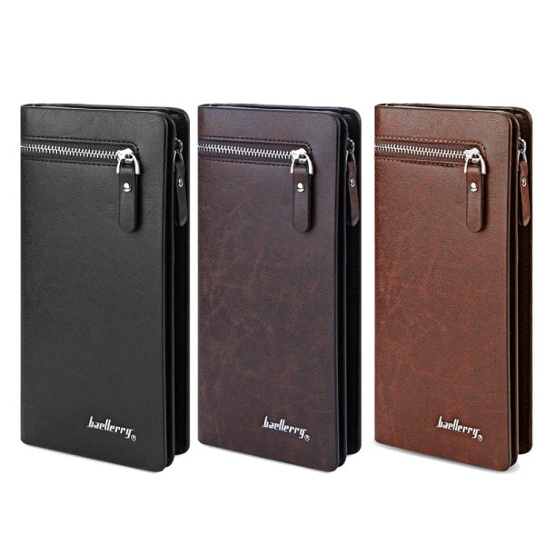 Baellerry Solid Color Cell Phone Money Photo Card Clutch Wallet for Men - Image 12