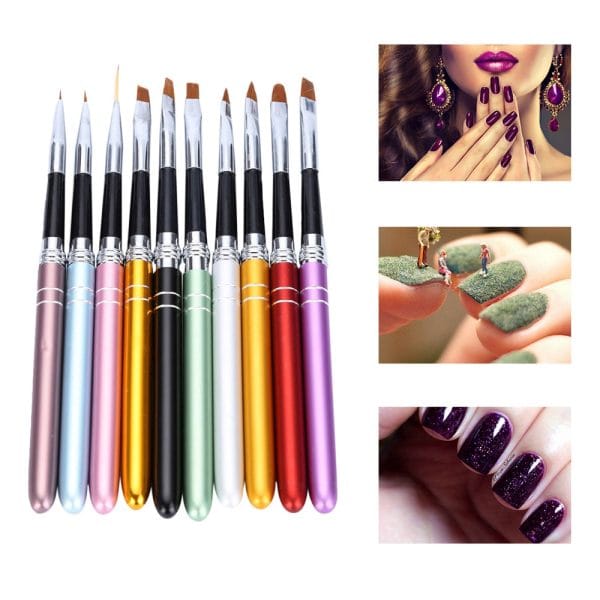 10pcs Professional Nail Design Brush Manicure for Painting Dot Tool Brushes - Image 2