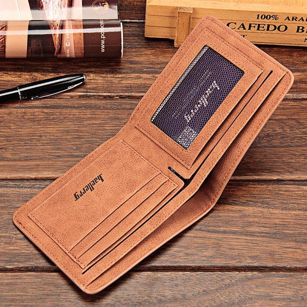 baellerry Solid Color Letter Open Short Horizontal Men Wallet - Image 5