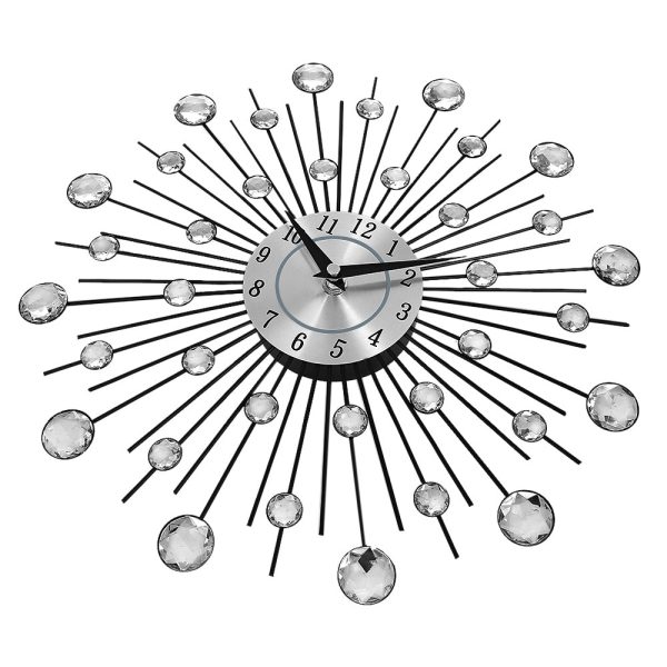 Crystal Sunburst Metal Clock Home Art Decor Diameter 13 inch - Image 3