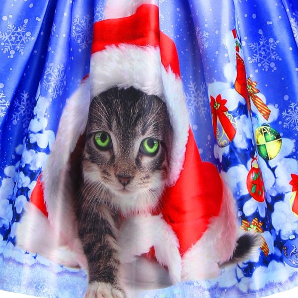 Christmas Cat Snowflake Mesh Panel Dress - Image 4