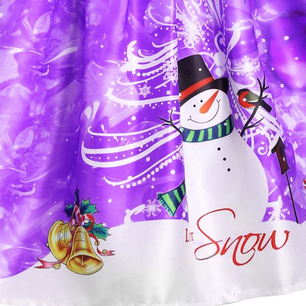 Christmas Snowman Snowflake Mesh Panel Dress - Image 19