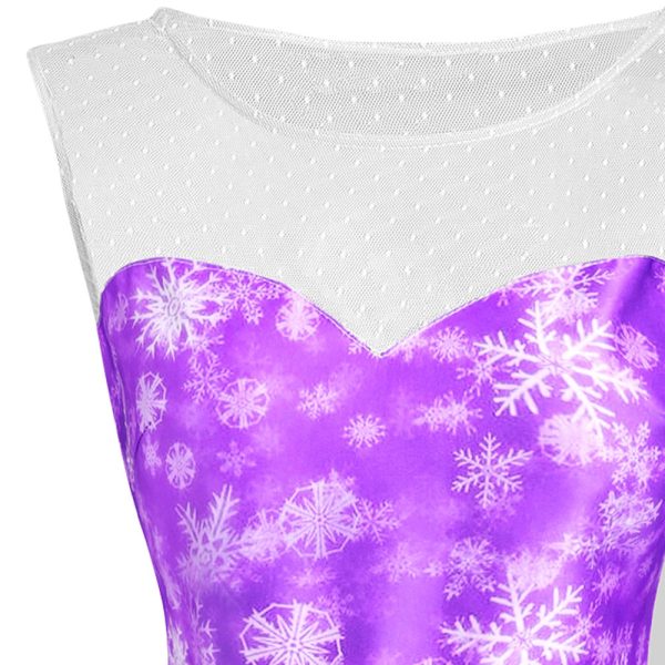 Christmas Snowman Snowflake Mesh Panel Dress - Image 18