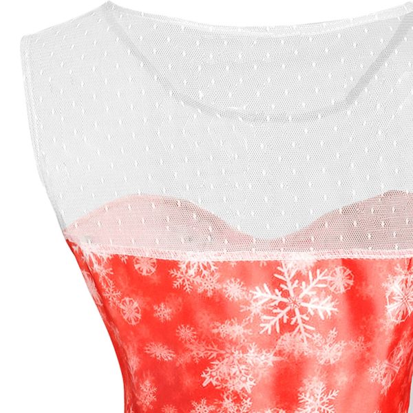 Christmas Snowman Snowflake Mesh Panel Dress - Image 8