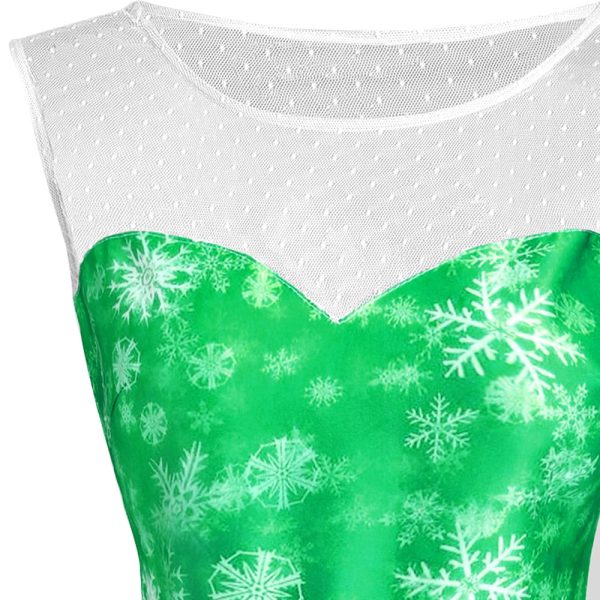 Christmas Snowman Snowflake Mesh Panel Dress - Image 13