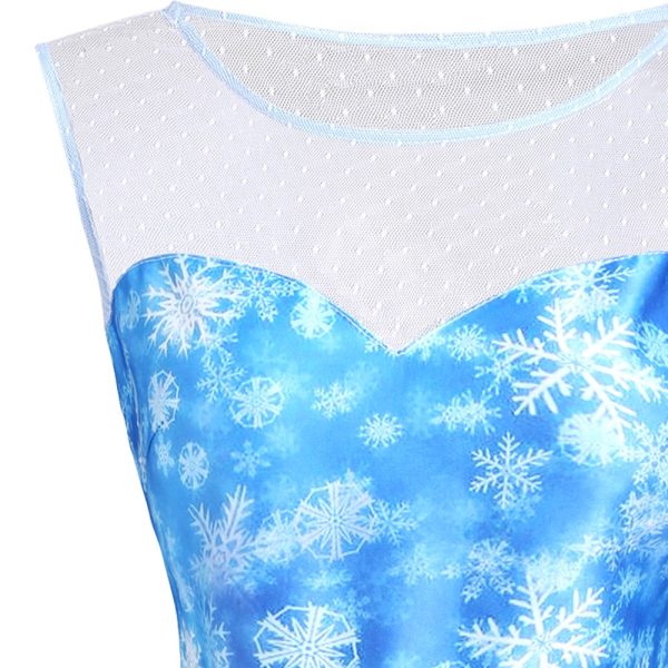 Christmas Snowman Snowflake Mesh Panel Dress - Image 3