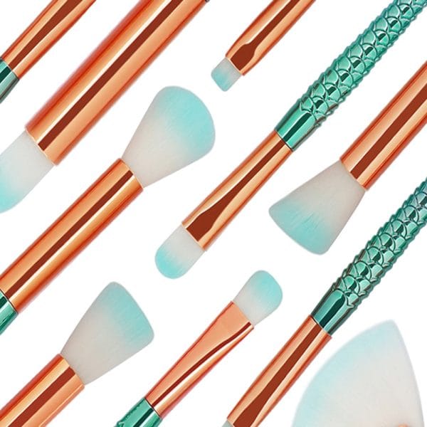 11Pcs Mermaid Ombre Makeup Brush Set - Image 4
