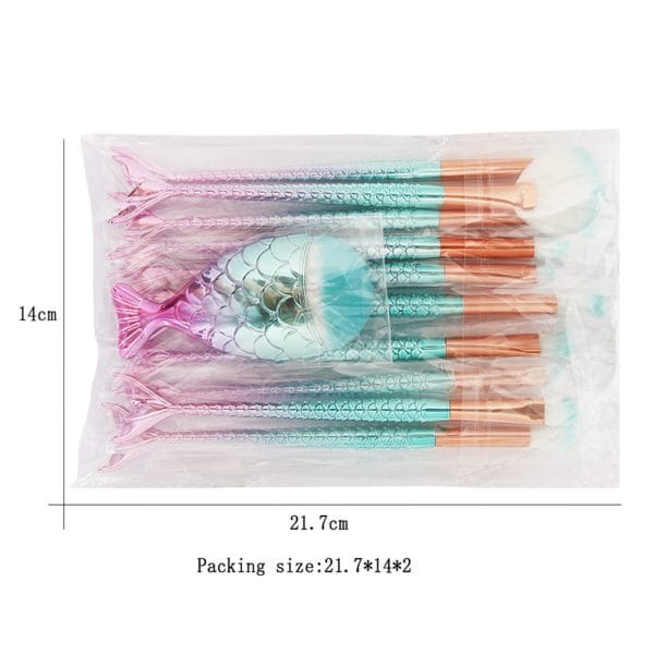 11Pcs Mermaid Ombre Makeup Brush Set - Image 3