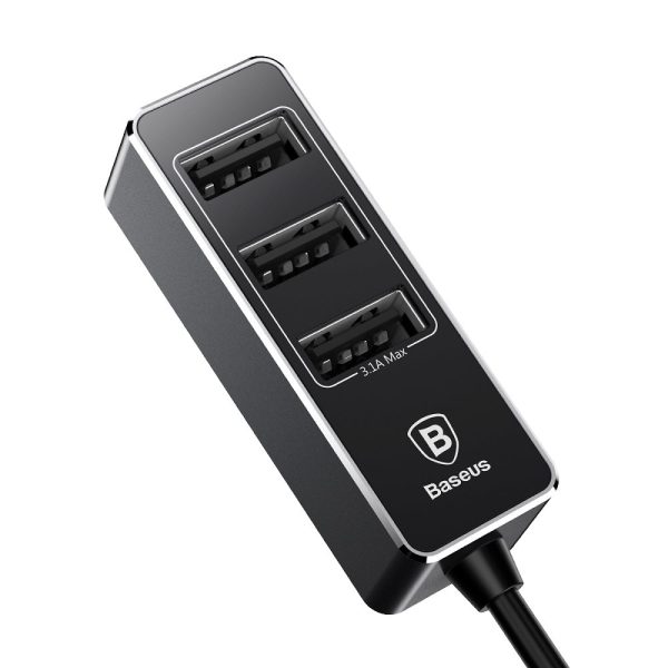 Baseus Car Charger Front Single Port Rear Three USB - Image 3