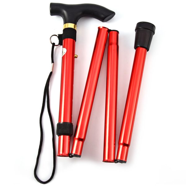Adjustable Aluminum Metal Walking Stick Folding Collapsible Travel Cane with Non-slip Rubber Base - Image 2