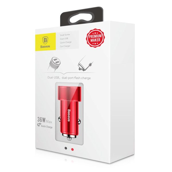 Baseus BSC - C15K Small Screw Dual USB QC3.0 Car Charger - Image 8