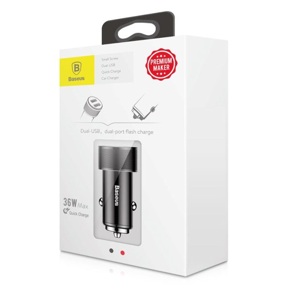 Baseus BSC - C15K Small Screw Dual USB QC3.0 Car Charger - Image 4