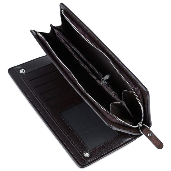 Baellerry Solid Color Cell Phone Money Photo Card Clutch Wallet for Men - Image 11