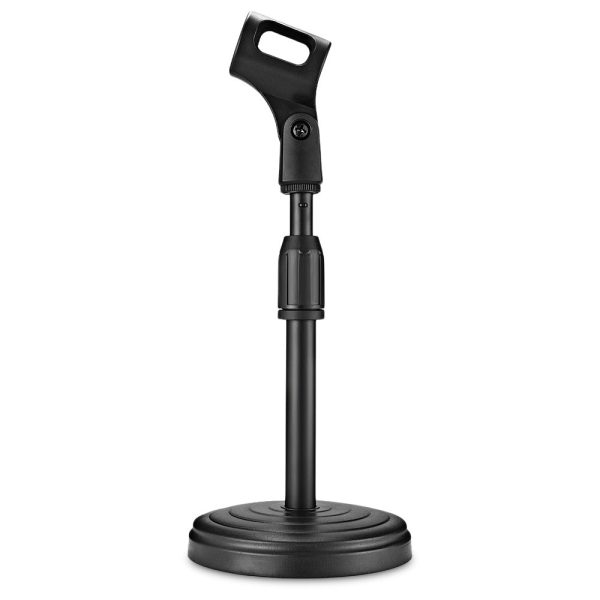 Black Microphone Stand with Compact Round Base - Image 3