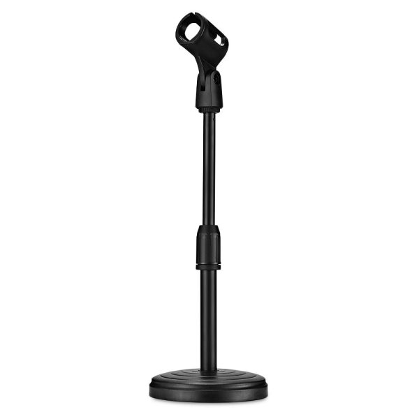 Black Microphone Stand with Compact Round Base - Image 2