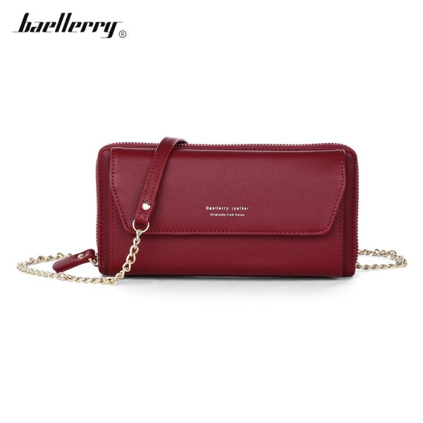 Baellerry Women PU Leather Chain Crossbody Shoulder Phone Bag Long Wallet - Image 3