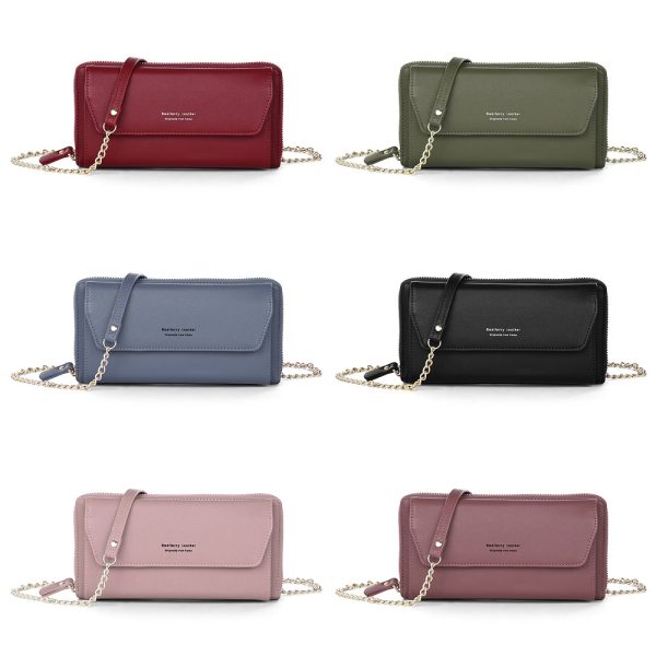 Baellerry Women PU Leather Chain Crossbody Shoulder Phone Bag Long Wallet - Image 28