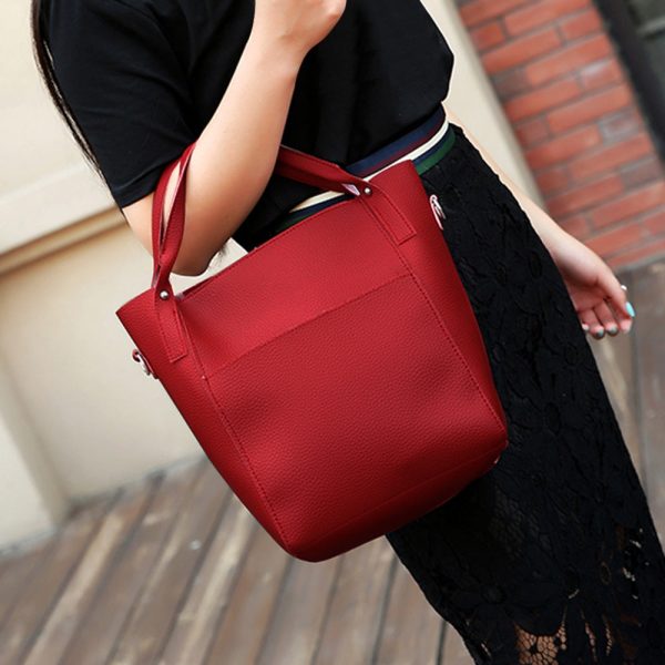 4pcs Women PU Leather Handbag Shoulder Crossbody Bag Wristlet Card Holder - Image 10