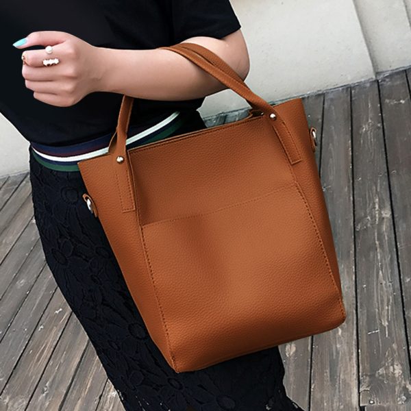 4pcs Women PU Leather Handbag Shoulder Crossbody Bag Wristlet Card Holder - Image 4
