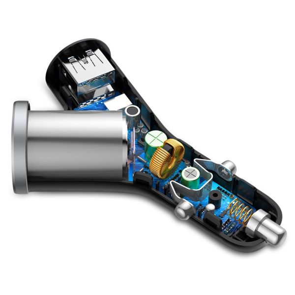 Baseus Y-shape Dual USB Car Charger with Cigarette Extended Port - Image 6