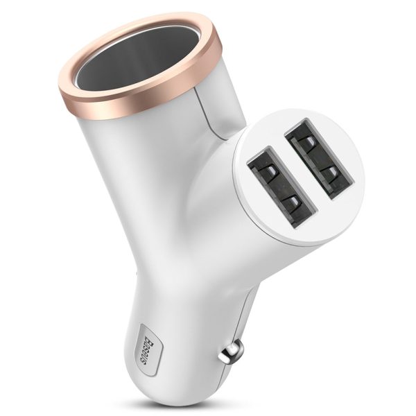 Baseus Y-shape Dual USB Car Charger with Cigarette Extended Port - Image 8