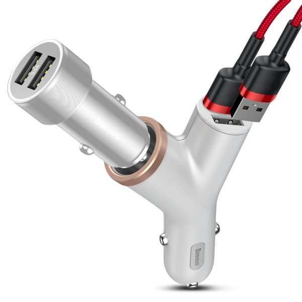 Baseus Y-shape Dual USB Car Charger with Cigarette Extended Port - Image 9