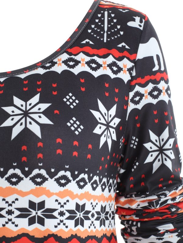 Christmas Elk Print Casual Dress - Image 3