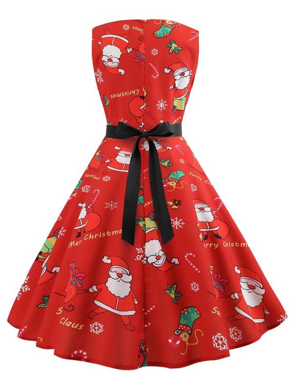Christmas Santa Claus Print High Waist Dress - Image 3