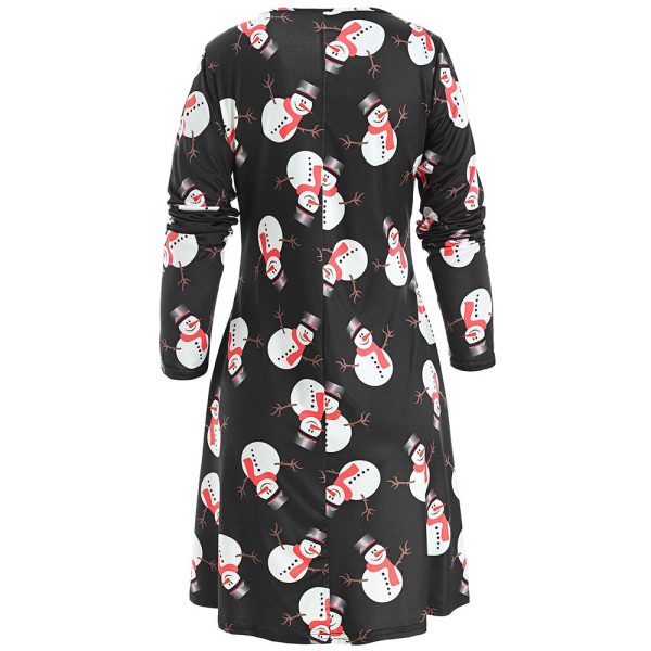 Christmas Snowman Print Mini Swing Dress - Image 2