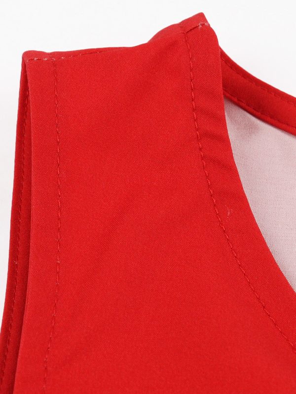Christmas Vintage Elk Print Lace Up Flare Dress - Image 3