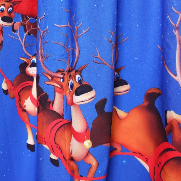 Christmas Elk Print Long Sleeve Swing Dress - Image 6