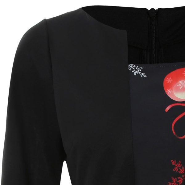 Christmas Print Three Qaurter Sleeve Dress - Image 4