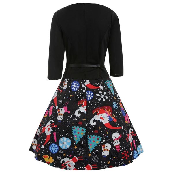 Christmas Snowman Print Three Quarter Sleeve Dress - Image 2