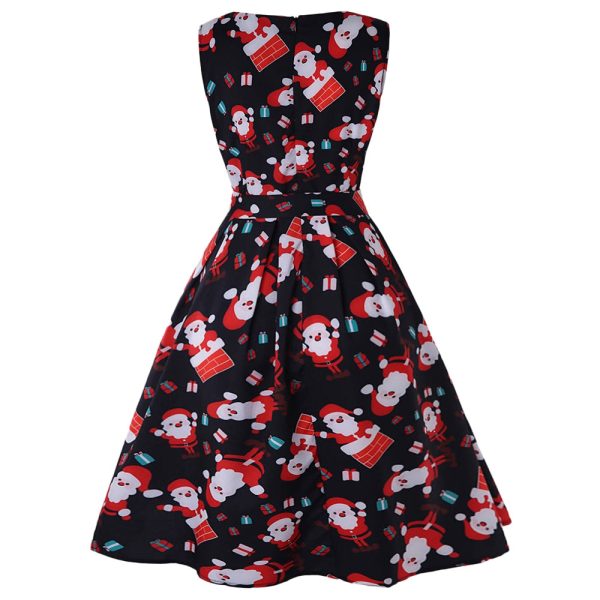 Christmas Santa Print A Line Dress - Image 4