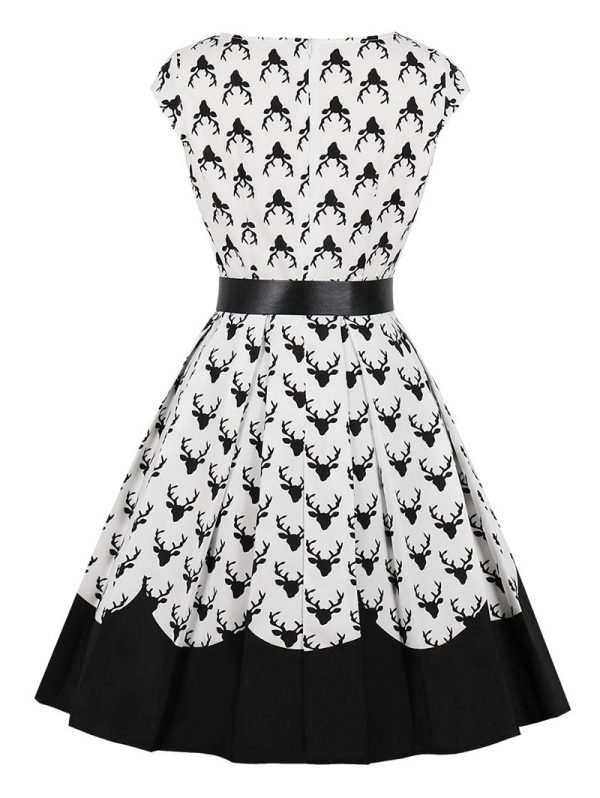 Christmas Vintage Reindeer Print Pin Up Dress - Image 2
