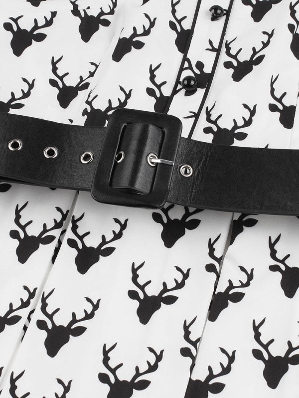 Christmas Vintage Reindeer Print Pin Up Dress - Image 6