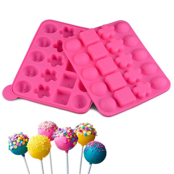 20-hole Flower-shaped Heart-shaped Square Combination Silicone Lollipop Mold - Image 3