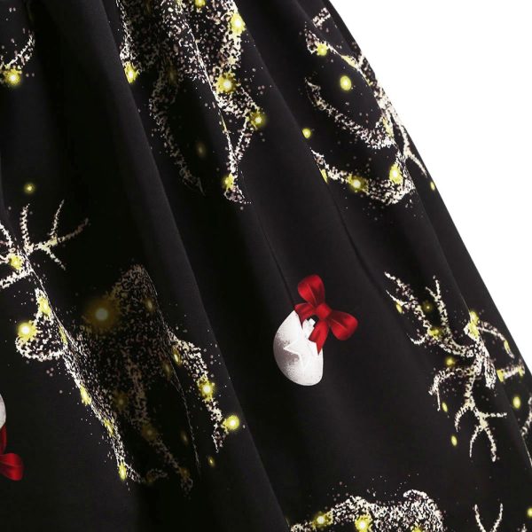 Deer Pattern Christmas Mesh Panel Dress - Image 2
