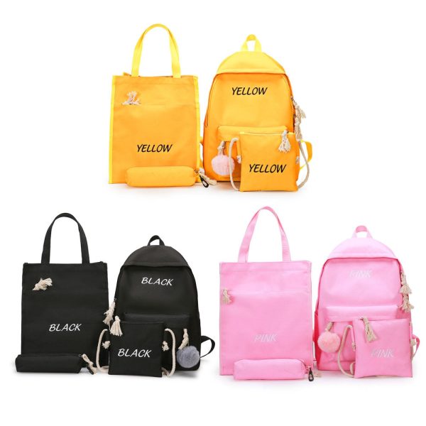 4PCS Girls Casual Bag Letter Embroidered Lightweight Women Backpack - Image 6