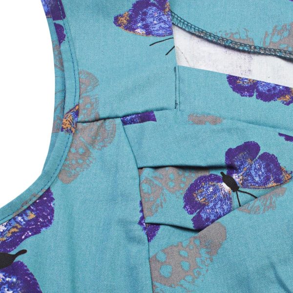 Butterfly Print Sweetheart Neck Flare Dress - Image 5