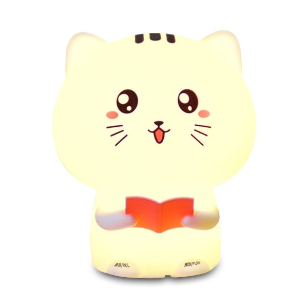 Cat Pattern Patting Tap Night Light Lamp for Bedroom USB Colorful Lights