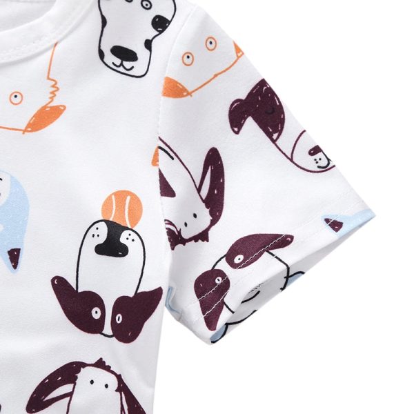 AB0002 Baby Girls Boys T-shirt Top Dog Printed Short Sleeve Round Neck - Image 5