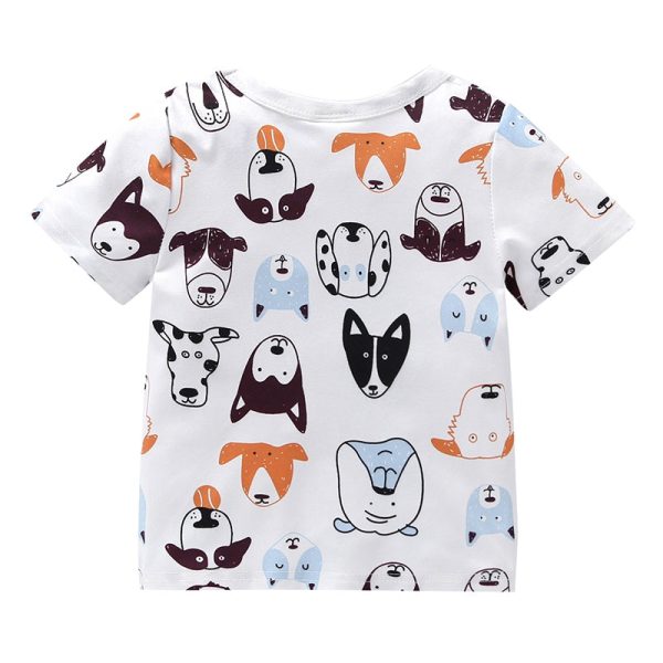 AB0002 Baby Girls Boys T-shirt Top Dog Printed Short Sleeve Round Neck - Image 2