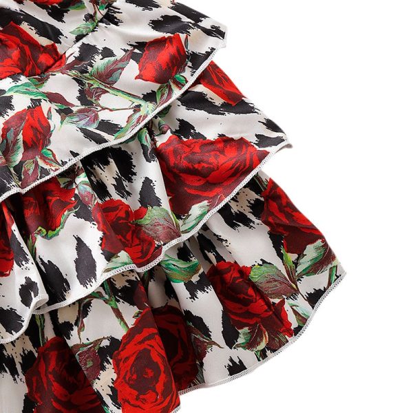 AD0022 Girls Skirt Floral Printed Pleated Layered Fold - Image 5