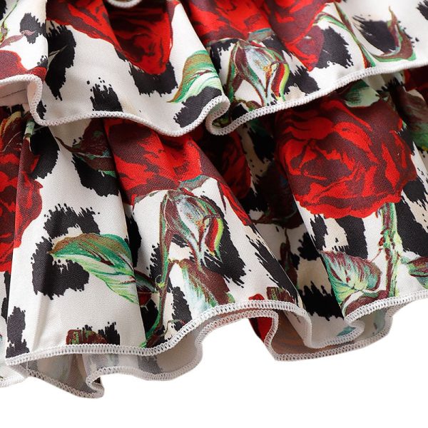 AD0022 Girls Skirt Floral Printed Pleated Layered Fold - Image 6