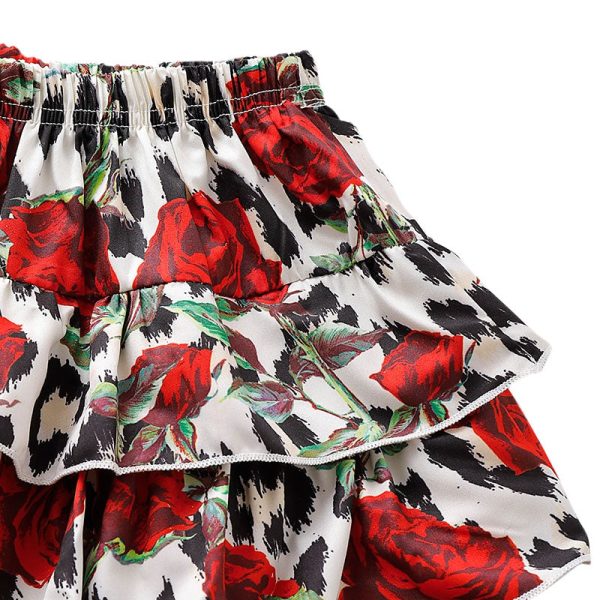 AD0022 Girls Skirt Floral Printed Pleated Layered Fold - Image 4