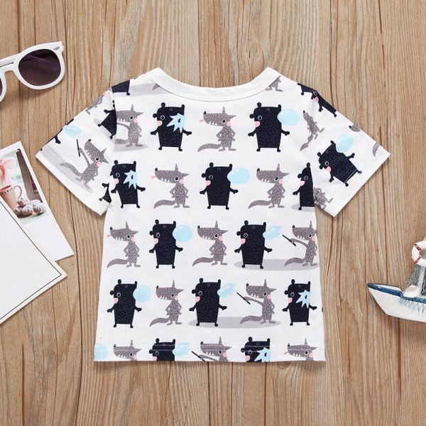 AB0001 Baby Girls Boys T-shirt Top Animal Printed Short Sleeve Round Neck - Image 5