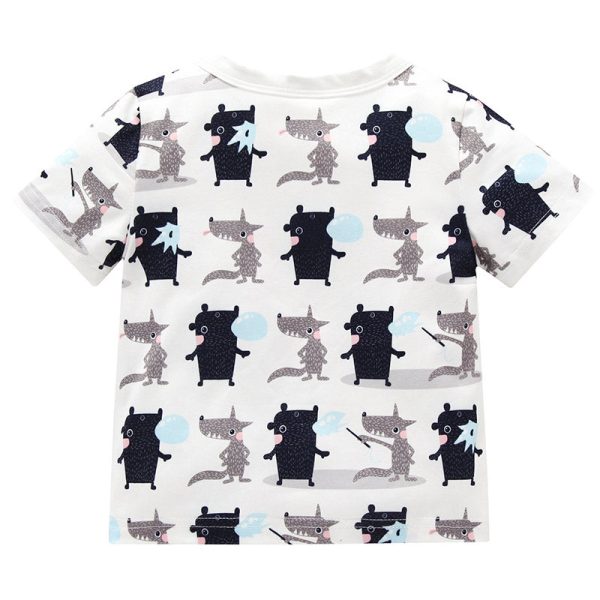 AB0001 Baby Girls Boys T-shirt Top Animal Printed Short Sleeve Round Neck - Image 2