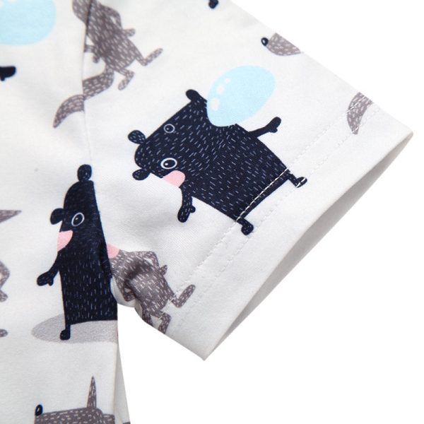 AB0001 Baby Girls Boys T-shirt Top Animal Printed Short Sleeve Round Neck - Image 9
